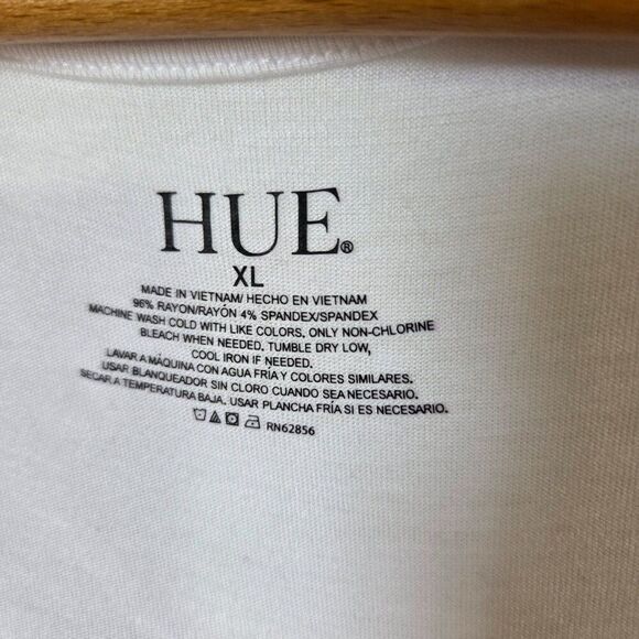 EUC HUE WHITE SUPER SOFT DEEP V NECK LONG LINE TEE SIZE XL - Picture 11 of 13